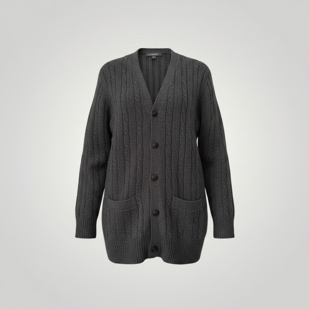 Croft & Barrow Cardigan Men Medium Grey Cable Knit Button Vintage Grandpacore